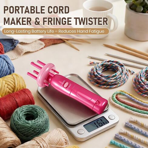 Gulfmew Portable Cord Maker & Fringe Twister, Handheld Yarn Crafting Tool for DIY Macrame & Knotting, Lightweight & Beginner-Friendly, Twisting Tassels in Seconds for Scarves(Pink) in Saudi Arabia