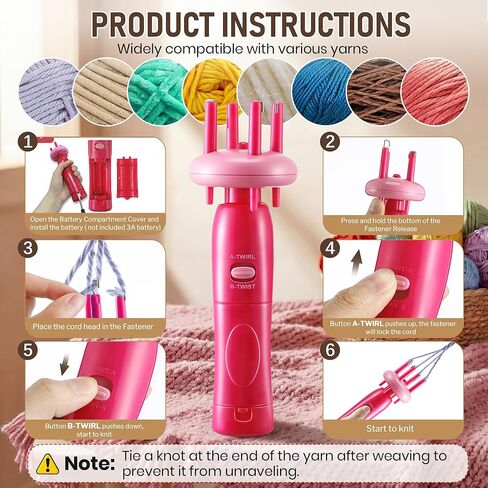 Gulfmew Portable Cord Maker & Fringe Twister, Handheld Yarn Crafting Tool for DIY Macrame & Knotting, Lightweight & Beginner-Friendly, Twisting Tassels in Seconds for Scarves(Pink) in Saudi Arabia