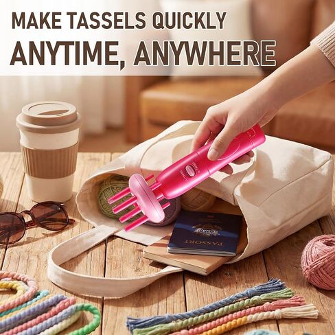 Gulfmew Portable Cord Maker & Fringe Twister, Handheld Yarn Crafting Tool for DIY Macrame & Knotting, Lightweight & Beginner-Friendly, Twisting Tassels in Seconds for Scarves(Pink) in Saudi Arabia