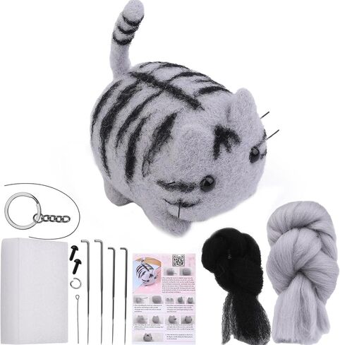 Needle Felting Kit, Animals Needle Felting Kits for Beginners, Cute Cat DIY Felting Wool and Needles Set with Instruction for Needle Felting Craft Project Needle Felting Kits for Beginners Felting in Saudi Arabia