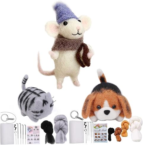 Needle Felting Kit, Animals Needle Felting Kits for Beginners, Cute Cat DIY Felting Wool and Needles Set with Instruction for Needle Felting Craft Project Needle Felting Kits for Beginners Felting in Saudi Arabia