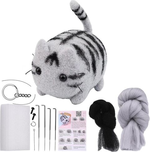 Needle Felting Kit, Animals Needle Felting Kits for Beginners, Cute Cat DIY Felting Wool and Needles Set with Instruction for Needle Felting Craft Project Needle Felting Kits for Beginners Felting in Saudi Arabia
