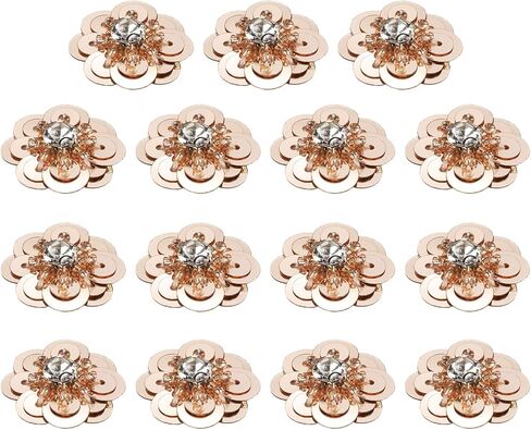 uxcell 15Pcs Sequin Beaded Flowers Patches, 30mm Handmade Paillette Crystal Applique Sewing Beaded Flower Applique for Dress Bags Headband Decor, Silver in Saudi Arabia