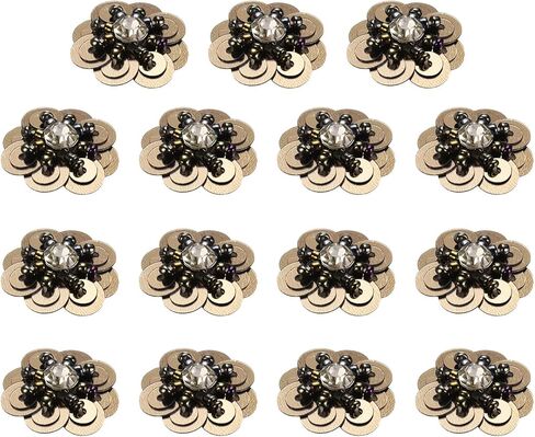 uxcell 15Pcs Sequin Beaded Flowers Patches, 30mm Handmade Paillette Crystal Applique Sewing Beaded Flower Applique for Dress Bags Headband Decor, Silver in Saudi Arabia