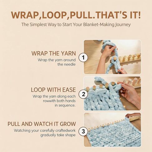 TISOFU 46 "نول بطانية مكتنزة، إطار خشبي تلوح في الأفق للبطانيات DIY، طقم حياكة يدوية بحجم قابل للتعديل، لا يتطلب إبر، حرفة غزل صديقة للمبتدئين in Kuwait