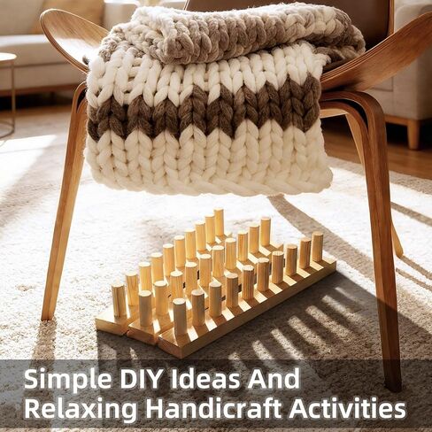 TISOFU 46 "نول بطانية مكتنزة، إطار خشبي تلوح في الأفق للبطانيات DIY، طقم حياكة يدوية بحجم قابل للتعديل، لا يتطلب إبر، حرفة غزل صديقة للمبتدئين in Kuwait