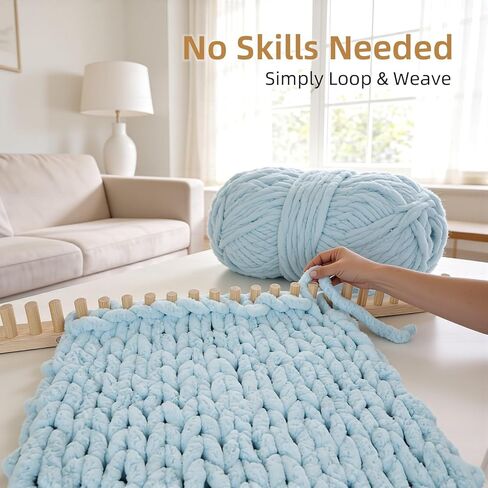 TISOFU 46 "نول بطانية مكتنزة، إطار خشبي تلوح في الأفق للبطانيات DIY، طقم حياكة يدوية بحجم قابل للتعديل، لا يتطلب إبر، حرفة غزل صديقة للمبتدئين in Kuwait