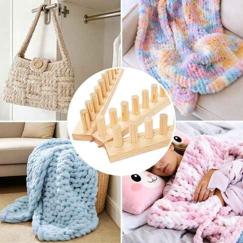 TISOFU 46 "نول بطانية مكتنزة، إطار خشبي تلوح في الأفق للبطانيات DIY، طقم حياكة يدوية بحجم قابل للتعديل، لا يتطلب إبر، حرفة غزل صديقة للمبتدئين in Kuwait