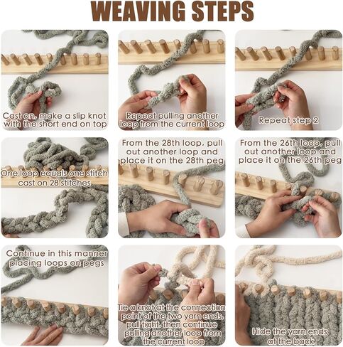 whewinhie Chunky Blanket Loom Wooden Knitting Looms, Extra Large Adjustable Foldable Design, Installation Free Chunky Blanket Making Tool 48 Inch in Kuwait
