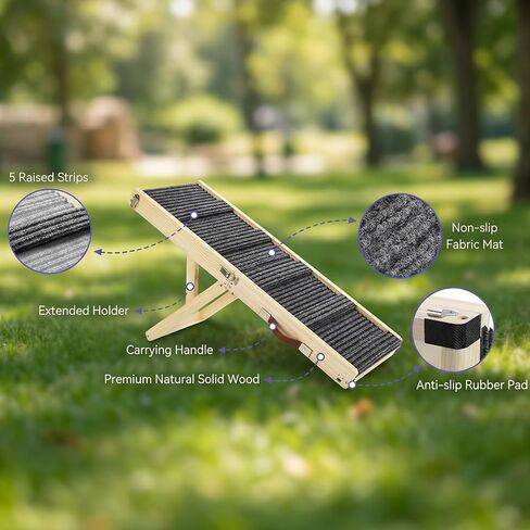 Dog Ramp for Couch, Foldable Small Dog Ramp for Low Bed, 4 Adjustable Height from 13‘‘ to 21“, Portable Stable Pet Steps with Non-Slip Pad, Pet Ramps Use for Sofa Couch Stairs in Saudi Arabia