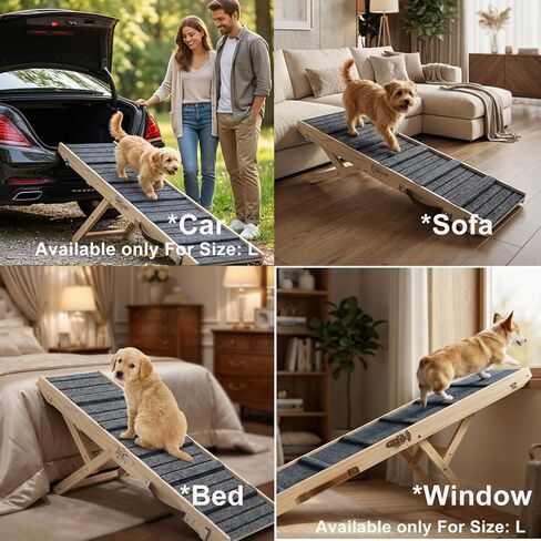 Dog Ramp for Couch, Foldable Small Dog Ramp for Low Bed, 4 Adjustable Height from 13‘‘ to 21“, Portable Stable Pet Steps with Non-Slip Pad, Pet Ramps Use for Sofa Couch Stairs in Saudi Arabia