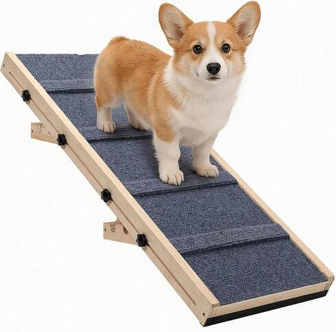 Dog Ramp for Stairs – 36×14 inch Wooden Adjustable Pet Ramp for Small & Medium Dogs, Nonslip Folding Dog Stair Ramp with Safety Carpet Surface for Indoor Steps and Home Use (1, 36 '' × 14 '') in Saudi Arabia