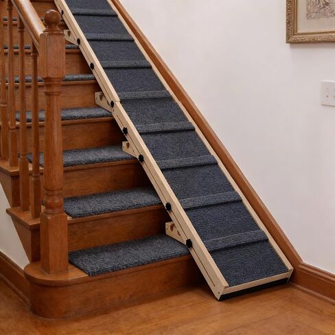 Dog Ramp for Stairs – 36×14 inch Wooden Adjustable Pet Ramp for Small & Medium Dogs, Nonslip Folding Dog Stair Ramp with Safety Carpet Surface for Indoor Steps and Home Use (1, 36 '' × 14 '') in Saudi Arabia