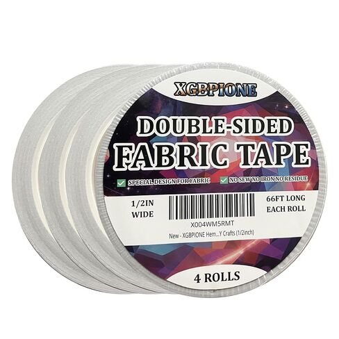 Hemming Tape - No Sewing or Ironing Required - Extra Strong - Double-Sided Fabric Tape Perfect for Hemming and DIY Crafts - 3/4in x 66ft in Saudi Arabia