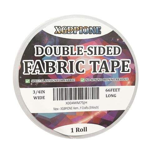 Hemming Tape - No Sewing or Ironing Required - Extra Strong - Double-Sided Fabric Tape Perfect for Hemming and DIY Crafts - 3/4in x 66ft in Saudi Arabia