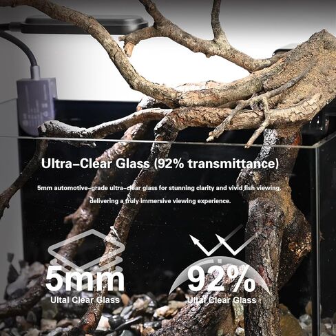 مجموعة حوض سمك صغير سعة 2.8 جالون، حوض أسماك زجاجي، طقم حوض أسماك نانو طبيعي مع فلتر شلال وضوء للمبتدئين والأطفال للحفاظ على أسماك البيتا والسمك الذهبي والروبيان والنباتات المائية in Kuwait