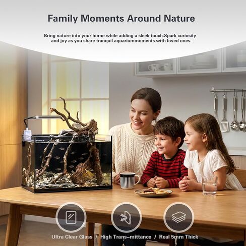 مجموعة حوض سمك صغير سعة 2.8 جالون، حوض أسماك زجاجي، طقم حوض أسماك نانو طبيعي مع فلتر شلال وضوء للمبتدئين والأطفال للحفاظ على أسماك البيتا والسمك الذهبي والروبيان والنباتات المائية in Kuwait
