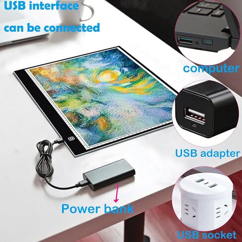 لوحة نسخ LED مقاس A4 صندوق تتبع الضوء LED لوحة إضاءة وظيفة الذاكرة تعمل بمنفذ USB طاولة إضاءة قابلة للتعتيم بدون خطوات للرسم وإزالة الأعشاب الضارة من الفينيل وفن الماس والرسم والرسوم المتحركة in Kuwait