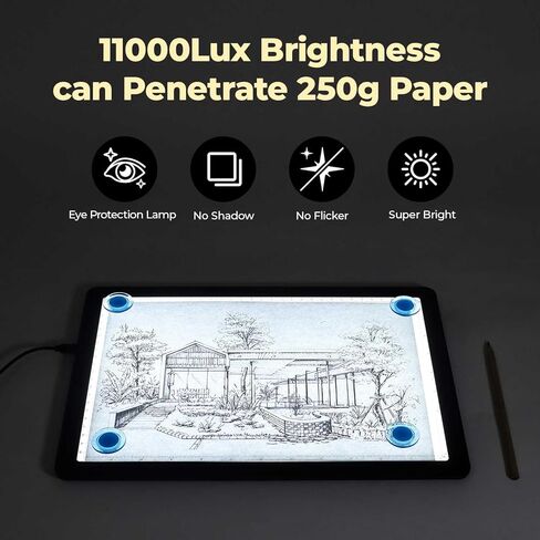 Heanolier A4 LED Copy Board Light Tracing Box,Super Bright Magnetic Light pad with Side physical Buttons,Adjustable Corded Light Table for Tattoo Transferring,Drawing, Light Board for Diamond Painting in Saudi Arabia