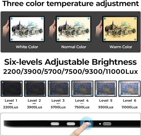 Heanolier A4 LED Copy Board Light Tracing Box,Super Bright Magnetic Light pad with Side physical Buttons,Adjustable Corded Light Table for Tattoo Transferring,Drawing, Light Board for Diamond Painting in Saudi Arabia