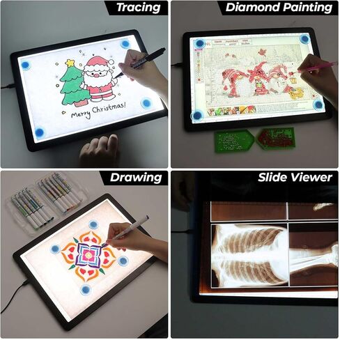 Heanolier A4 LED Copy Board Light Tracing Box,Super Bright Magnetic Light pad with Side physical Buttons,Adjustable Corded Light Table for Tattoo Transferring,Drawing, Light Board for Diamond Painting in Saudi Arabia