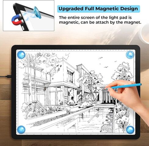 Heanolier A4 LED Copy Board Light Tracing Box,Super Bright Magnetic Light pad with Side physical Buttons,Adjustable Corded Light Table for Tattoo Transferring,Drawing, Light Board for Diamond Painting in Saudi Arabia