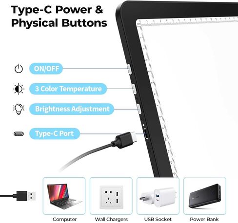 Heanolier A4 LED Copy Board Light Tracing Box,Super Bright Magnetic Light pad with Side physical Buttons,Adjustable Corded Light Table for Tattoo Transferring,Drawing, Light Board for Diamond Painting in Saudi Arabia