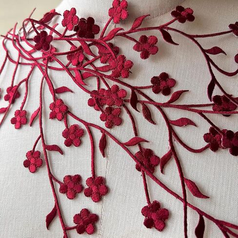 2 pcs Burgundy Iron on Plum Flower Delicate Embroidery Patch for Prom Dress,Costumes in Saudi Arabia