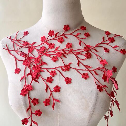 2 pcs Burgundy Iron on Plum Flower Delicate Embroidery Patch for Prom Dress,Costumes in Saudi Arabia