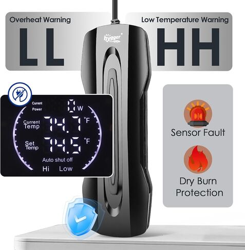 hygger Aquarium Heater Adjustable Triple-Power, Submersible Fish Tank Heater Four Season Power Change, with Digital Controller Abnormal Error Stop Protection for Freshwater Saltwater (400W-800W-1200W) in Saudi Arabia
