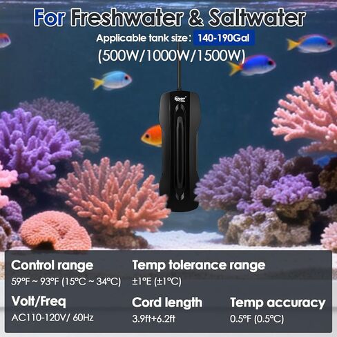 hygger Aquarium Heater Adjustable Triple-Power, Submersible Fish Tank Heater Four Season Power Change, with Digital Controller Abnormal Error Stop Protection for Freshwater Saltwater (400W-800W-1200W) in Saudi Arabia