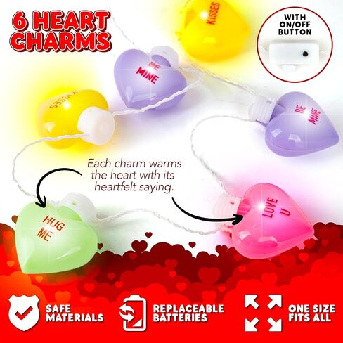 قلادة مضيئة لعيد الحب من ArtCreativity - قلادة قلب ضخمة مع أقوال لطيفة - تضيء بألوان متعددة - قلادة LED على شكل قلب للفتيات والفتيان - هدايا عيد الحب للأطفال in Kuwait