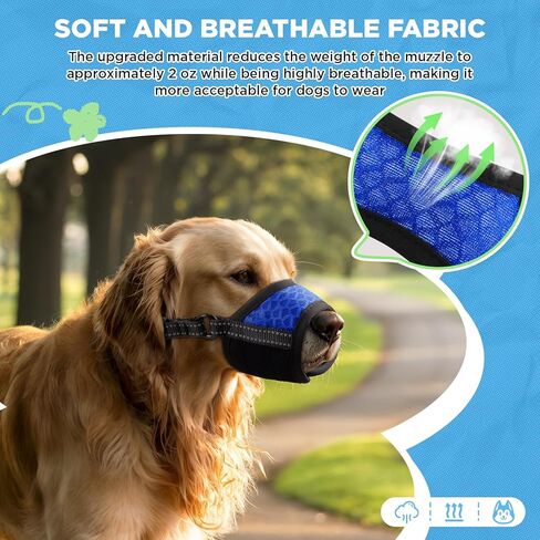 Dog Muzzle,Soft Breathable Mesh, Adjustable Loop Pets Drinkable Anti-Biting Muzzle for Small, Medium, Large Dogs | Lightweight, Comfortable, Easy to Wear-Blue M in Saudi Arabia