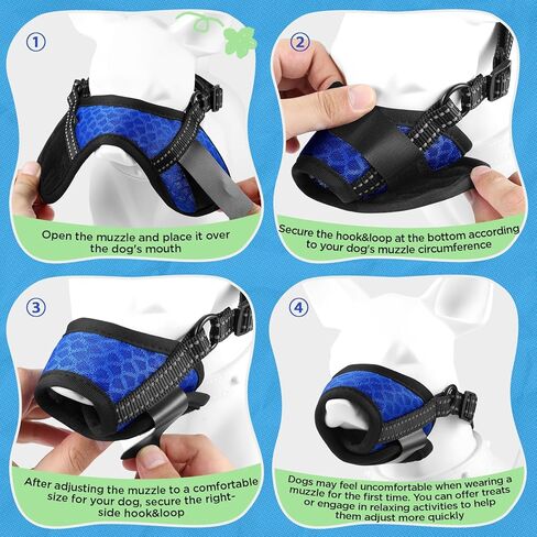 Dog Muzzle,Soft Breathable Mesh, Adjustable Loop Pets Drinkable Anti-Biting Muzzle for Small, Medium, Large Dogs | Lightweight, Comfortable, Easy to Wear-Blue M in Saudi Arabia