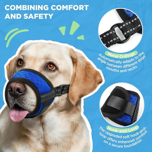 Dog Muzzle,Soft Breathable Mesh, Adjustable Loop Pets Drinkable Anti-Biting Muzzle for Small, Medium, Large Dogs | Lightweight, Comfortable, Easy to Wear-Blue M in Saudi Arabia