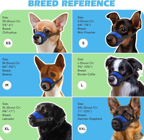 Dog Muzzle,Soft Breathable Mesh, Adjustable Loop Pets Drinkable Anti-Biting Muzzle for Small, Medium, Large Dogs | Lightweight, Comfortable, Easy to Wear-Blue M in Saudi Arabia