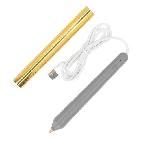 قلم فويل ساخن، قلم نقش برقائق حرارية USB مع 4 قطع نصائح لرسم الكتابة على الورق والصور والخشب والبلاستيك (ذهبي) in Saudi Arabia