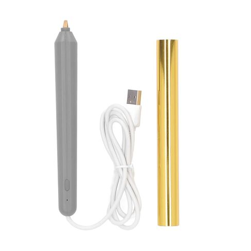 قلم فويل ساخن، قلم نقش برقائق حرارية USB مع 4 قطع نصائح لرسم الكتابة على الورق والصور والخشب والبلاستيك (ذهبي) in Saudi Arabia