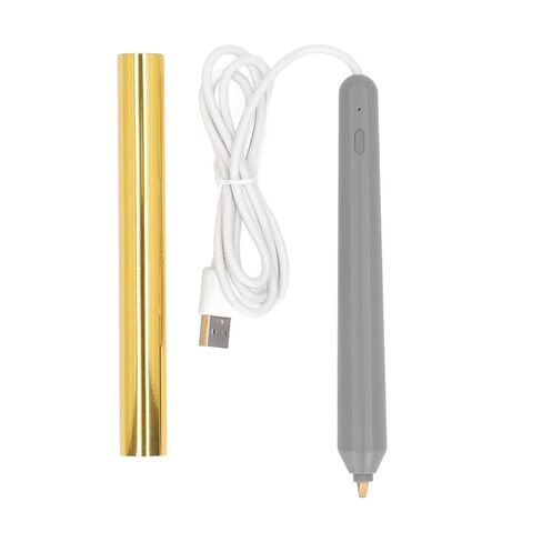 قلم فويل ساخن، قلم نقش برقائق حرارية USB مع 4 قطع نصائح لرسم الكتابة على الورق والصور والخشب والبلاستيك (ذهبي) in Saudi Arabia