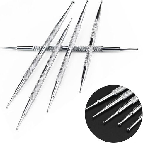 Stainless Steel Clay Indentation Pen Set for Polymer Clay Sculpting and Pottery Crimping – 5-Piece Kit with 1mm to 3mm Tip Diameters, 125mm Length, Precision Marking Tools in Saudi Arabia
