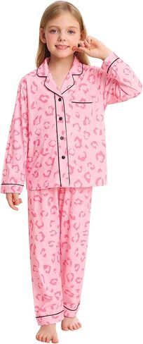 SWOMOG Kids Modal Pajamas Sets Girls Boys كم طويل ملابس خاصة 2 قطعة صالة مجموعات زر أسفل Pjs Set in Saudi Arabia