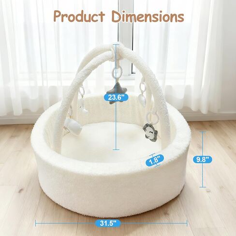 حفرة كرات الأطفال مع 5 ألعاب معلقة وقوس لعب قابل للإزالة للأطفال الصغار، مركز أنشطة إسفنجي ناعم للبنات والأولاد، هدية رائعة، سهلة التجميع والتنظيف، تيدي وايت in Kuwait