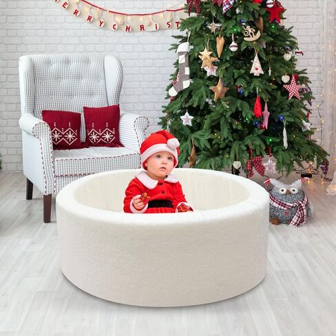 حفرة كرات الأطفال مع 5 ألعاب معلقة وقوس لعب قابل للإزالة للأطفال الصغار، مركز أنشطة إسفنجي ناعم للبنات والأولاد، هدية رائعة، سهلة التجميع والتنظيف، تيدي وايت in Kuwait