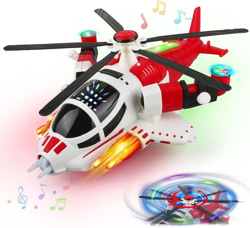 لعبة طائرة هليكوبتر مضيئة للأطفال الصغار، لعبة طائرة تدور 360 درجة مع الموسيقى والصدمات والانطلاق، هدية عيد ميلاد للأولاد من سن 3 إلى 5 سنوات (أزرق) in Kuwait