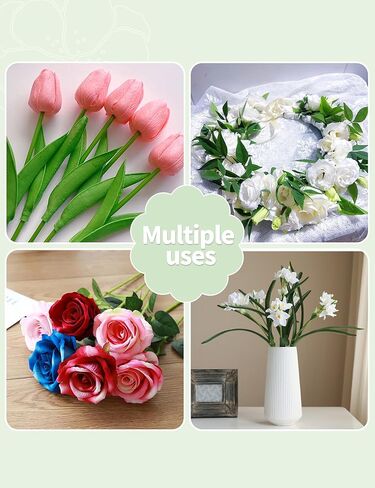 100 Pcs Floral Stem Wire - 16 Inch 2 Gauge Dark Green Floral Wire for DIY Paper Flowers, Bouquet Arrangements, Wreath Making, Crafts and Florist Supplies in Saudi Arabia