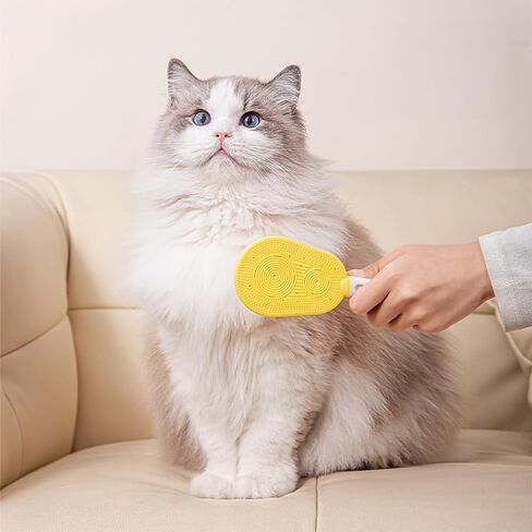 Cat Comb Deshedding Tool for Cats, Detangling & Grooming Brush for Short & Long Hair - Fan Yellow in Saudi Arabia