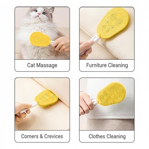 Cat Comb Deshedding Tool for Cats, Detangling & Grooming Brush for Short & Long Hair - Fan Yellow in Saudi Arabia