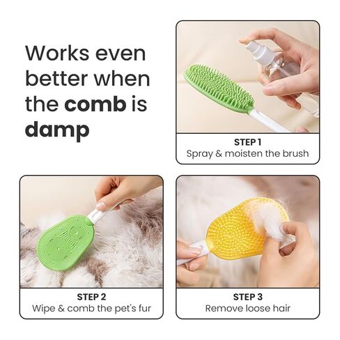 Cat Comb Deshedding Tool for Cats, Detangling & Grooming Brush for Short & Long Hair - Fan Yellow in Saudi Arabia