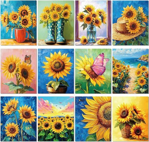 Engrowtic 12 Pcs 8 x 10'' Green Plants Flower Pre Drawn Canvas to Paint Pre Printed Sketched Canvas for Adult Ladies Paint Art Party Favor Board Set for Valentine Craft(Illustration Style) in Saudi Arabia