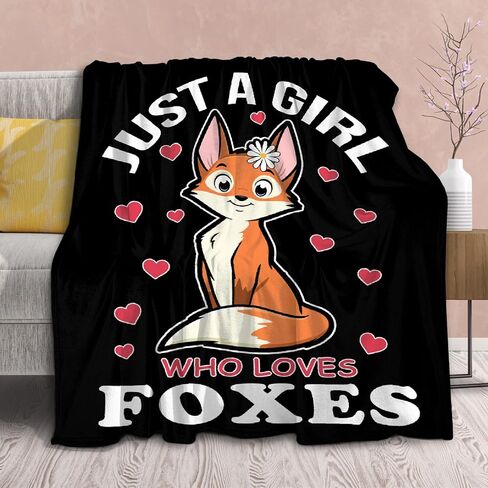 Fox Blanket Stuffed Animal Gift for Women Kids Fleece Throws-Just A Girl Who Loves Foxes Lightweight Plush Christmas Decor Super Soft Flannel Blankets for Bedding Chair-40x50 Inches in Kuwait